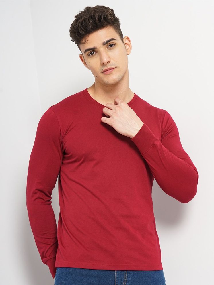     			The Indian Garage Co. Cotton Blend Regular Fit Solid Half Sleeves Men's V-Neck T-Shirt - Red ( Pack of 1 )