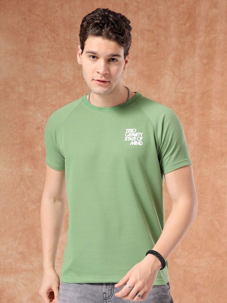     			The Indian Garage Co. Polyester Regular Fit Printed Half Sleeves Men's Round T-Shirt - Green ( Pack of 1 )