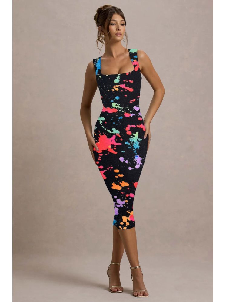     			Traquila Lycra Printed Midi Women's Bodycon Dress - Multicolor ( Pack of 1 )