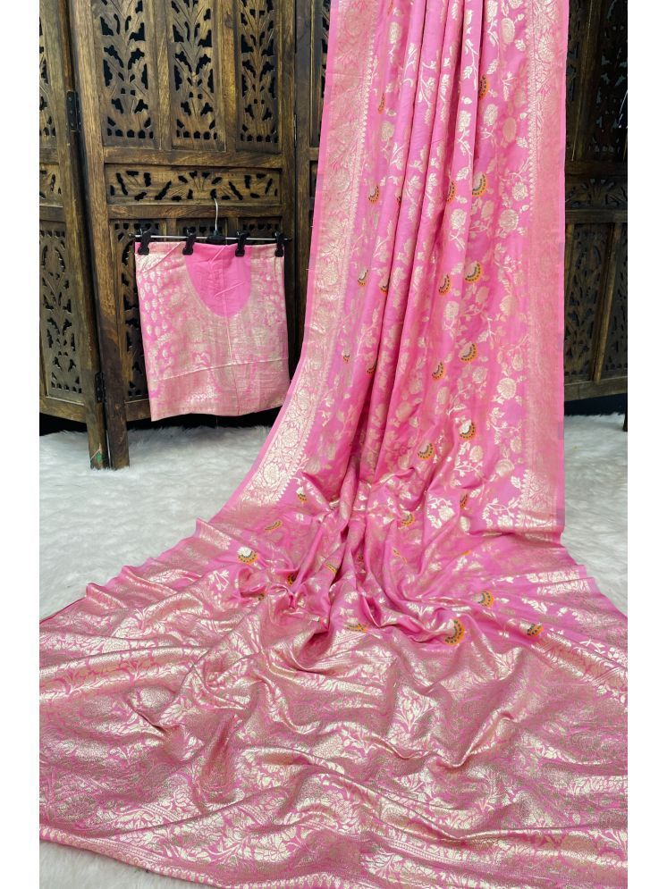     			fab woven Pack of 1 Kanjivaram Silk Woven Saree With Blouse Piece ( Pink )