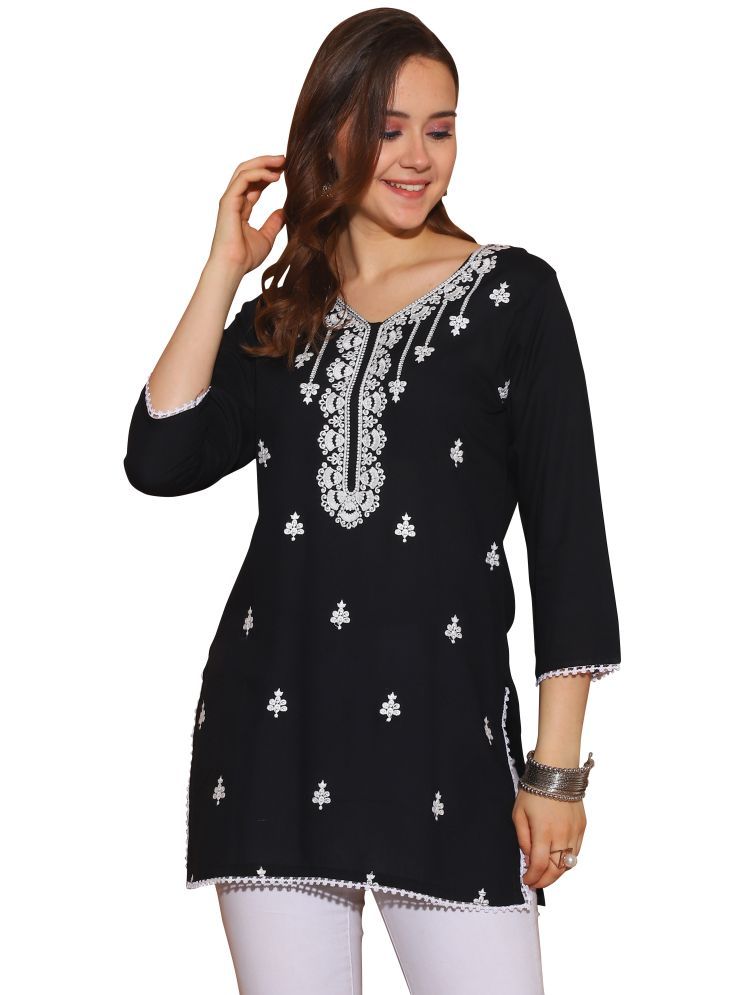     			wonder weave Black Rayon Women's Tunic ( Pack of 1 )