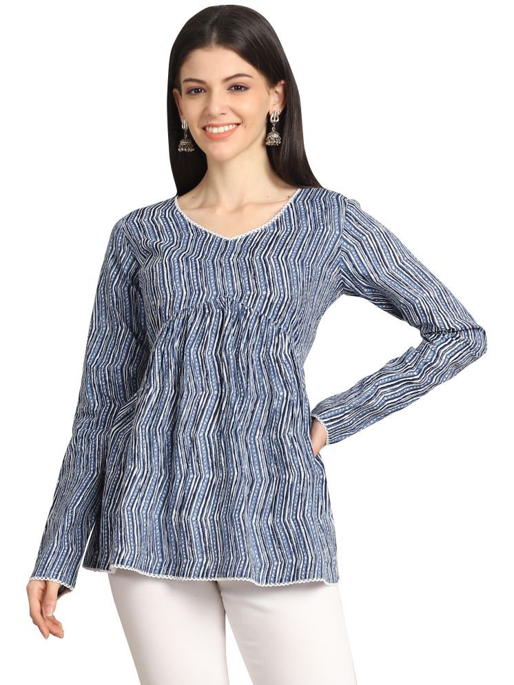     			wonder weave Blue Cotton Women's Regular Top ( Pack of 1 )