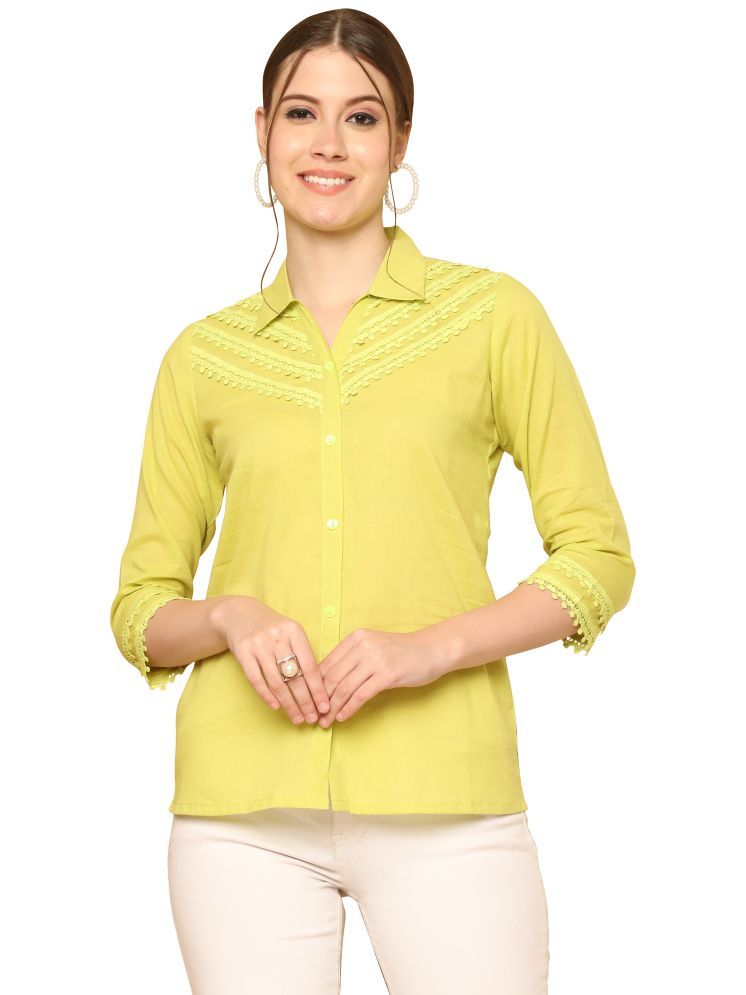     			wonder weave Green Cotton Women's Regular Top ( Pack of 1 )