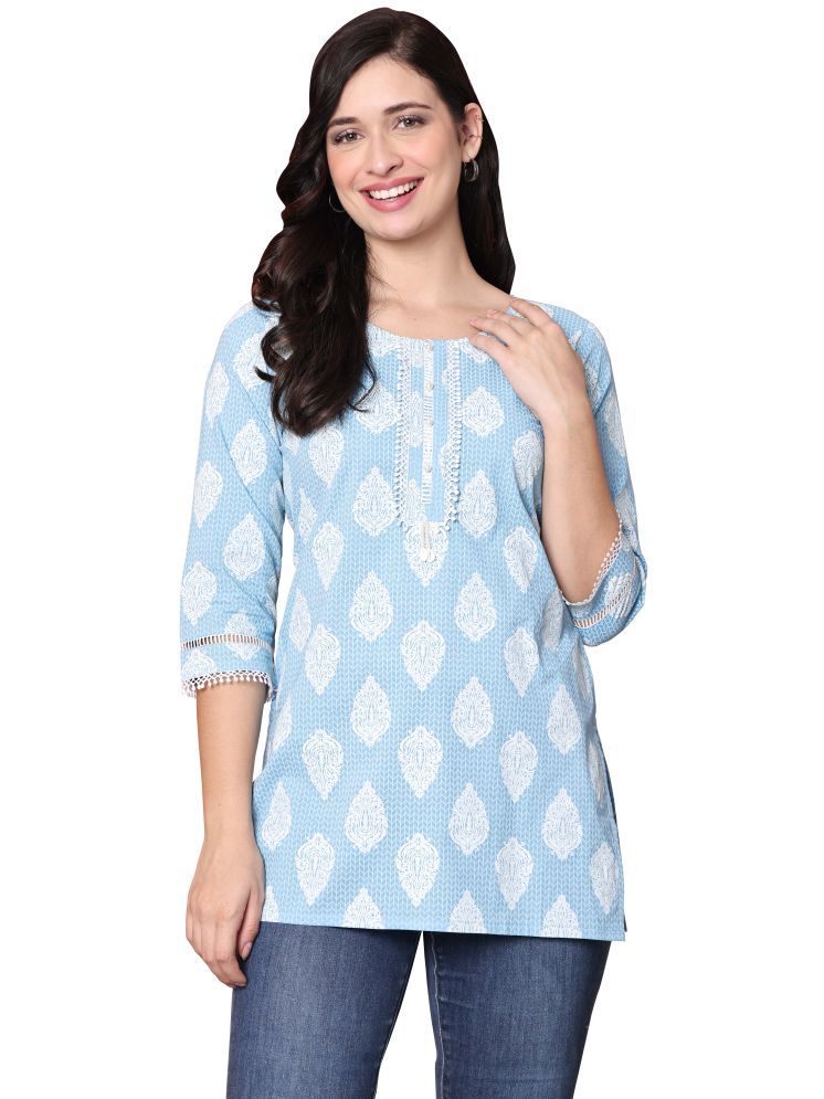     			wonder weave Light Blue Cotton Women's Tunic ( Pack of 1 )