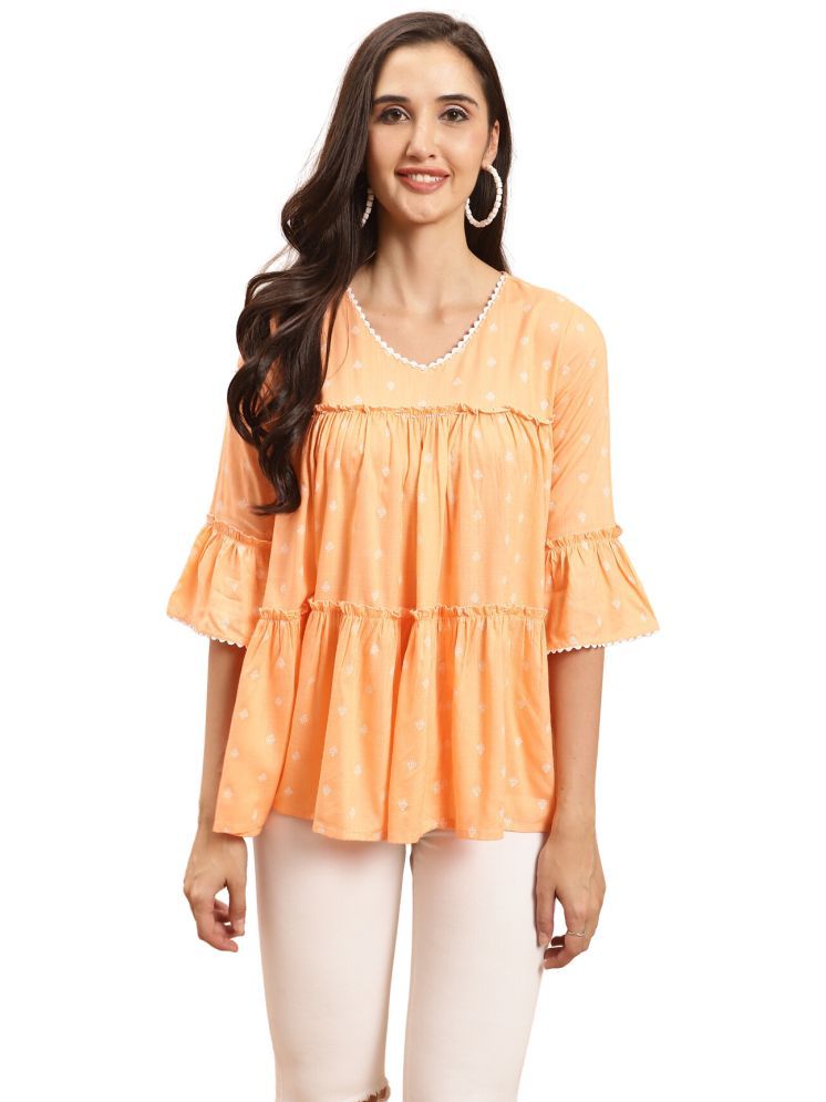     			wonder weave Orange Cotton Women's Regular Top ( Pack of 1 )