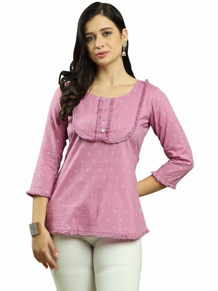     			wonder weave Pack of 1 Cotton Printed A-line Women's Kurti - ( Lavender )