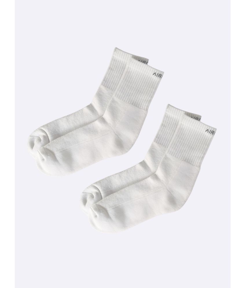     			AIR GARB Pack of 2 Men's Cotton Mid Length Socks ( White )