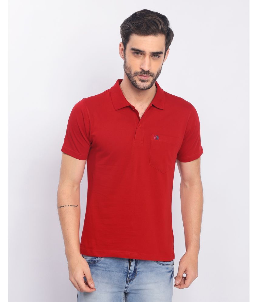     			BERRYBLUES 100% Cotton Regular Fit Solid Half Sleeves Men's V-Neck T-Shirt - Red ( Pack of 1 )