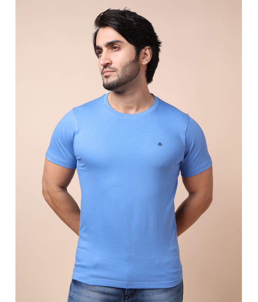     			BERRYBLUES 100% Cotton Regular Fit Solid Half Sleeves Men's Round T-Shirt - Light Blue ( Pack of 1 )