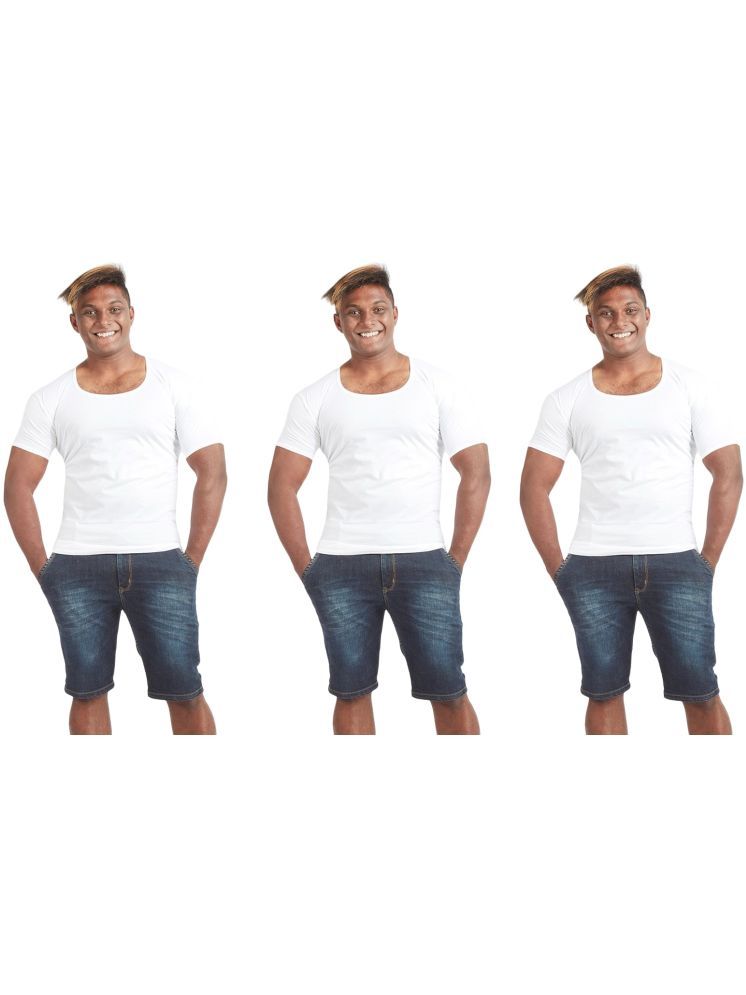     			D1 DIFFERENT ONE Pack of 3 Cotton Basic Vest For Men ( White )