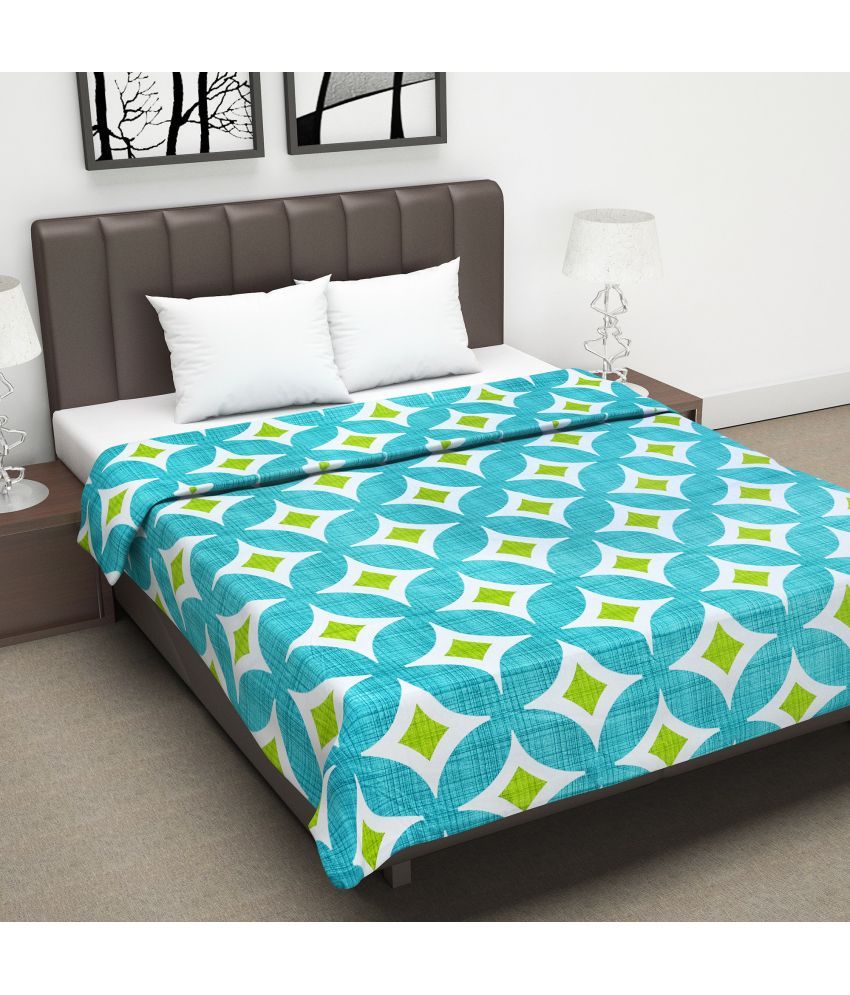     			DIVINE CASA Cotton Abstract Printed Double Bed Blanket ( 220 cm x 205 cm ) - Turquoise ( Pack of 1 )