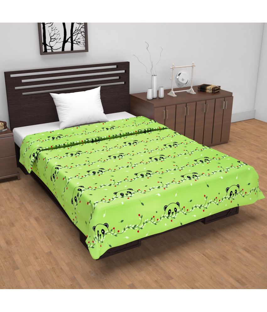     			DIVINE CASA Cotton Floral Single Bed Blanket ( 210 cm x 140 cm ) - Green ( Pack of 1 )