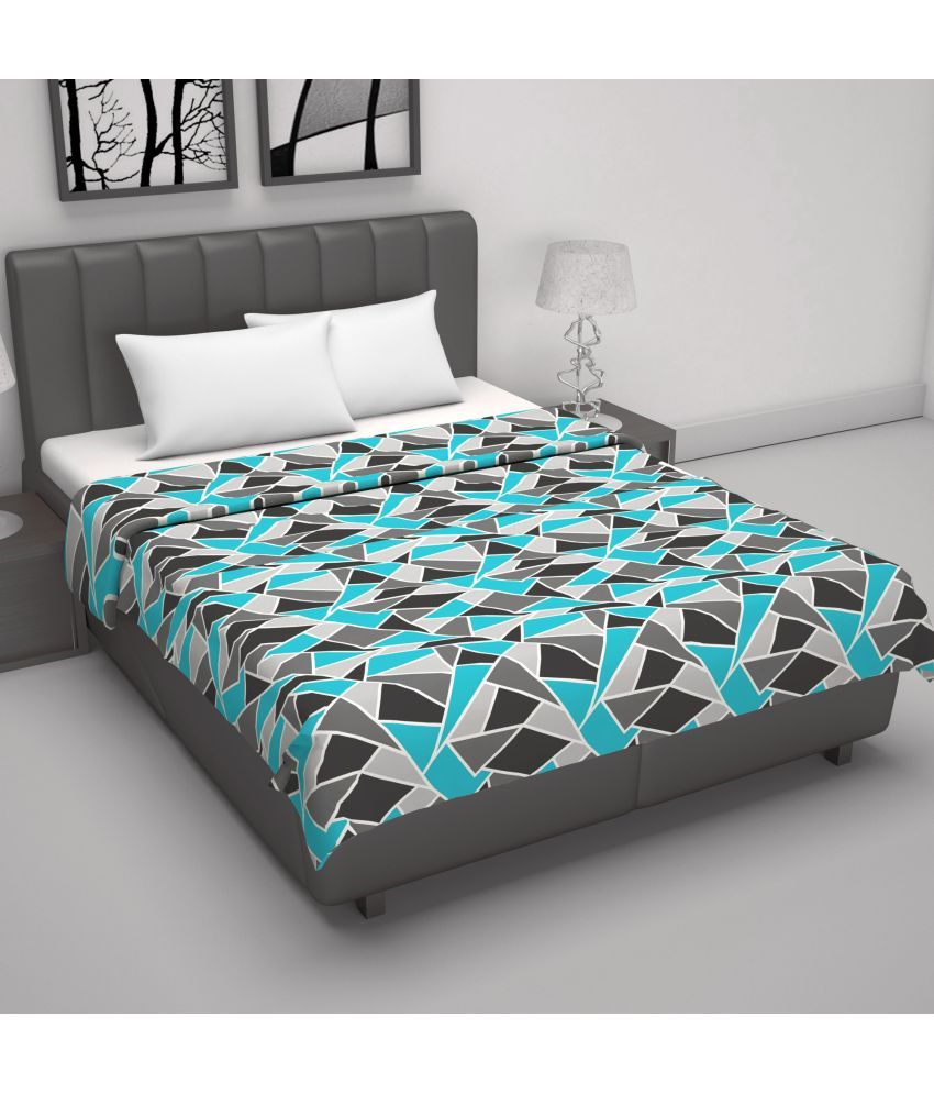     			DIVINE CASA Cotton Geometric Printed Double Bed Blanket ( 220 cm x 205 cm ) - Teal ( Pack of 1 )