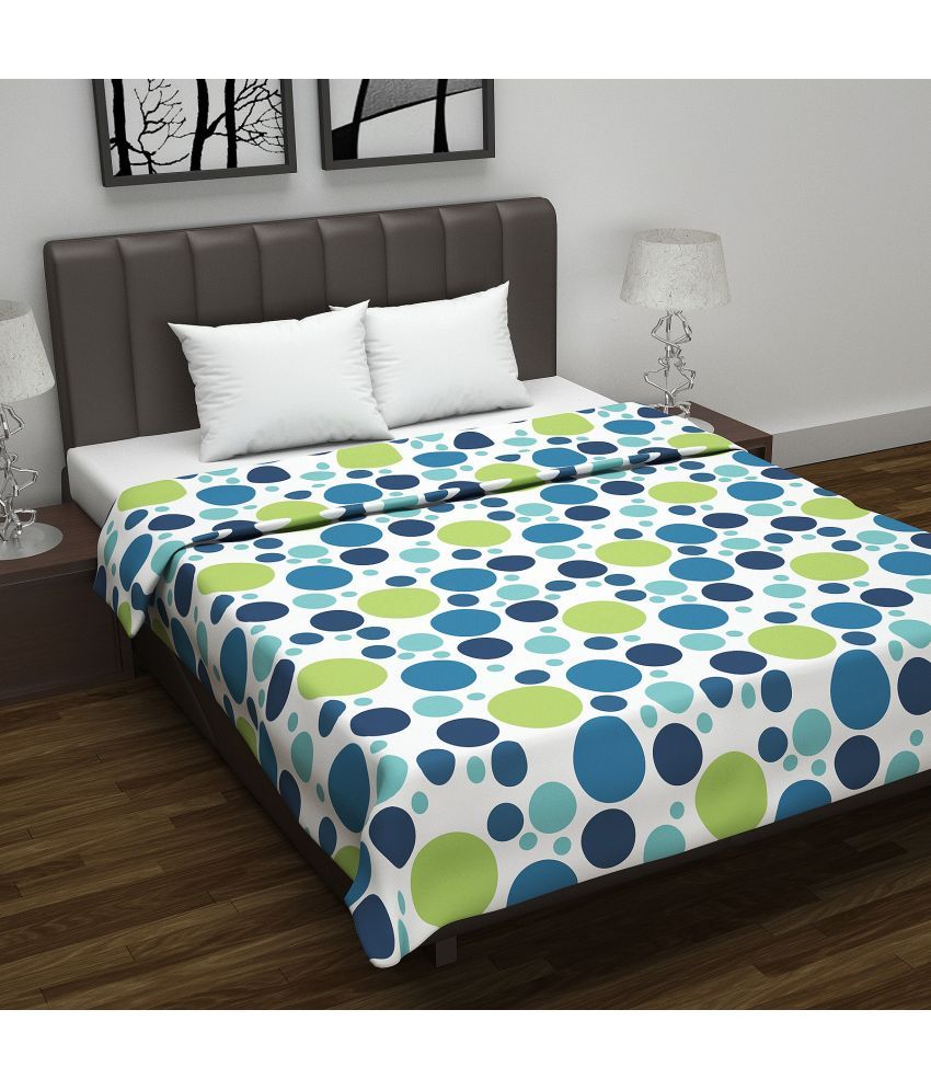     			DIVINE CASA Cotton Polka Dots Double Bed Blanket ( 220 cm x 205 cm ) - Blue ( Pack of 1 )