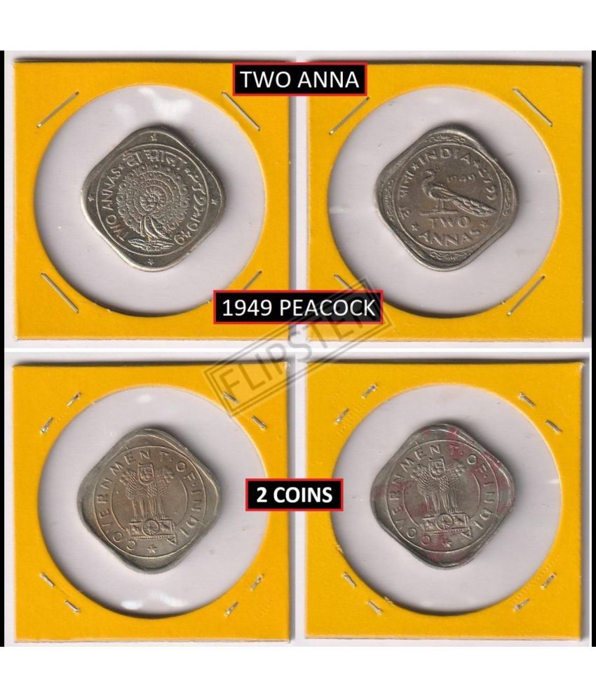     			**Extremely Rare 2 Coins**Two Anna 1949,  India old 2 Coins Collection