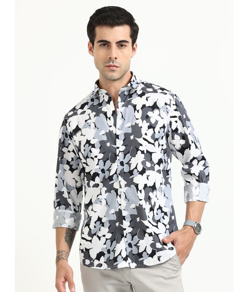     			HETIERS 100% Cotton Slim Fit Printed Full Sleeves Men's Casual Shirt - Grey ( Pack of 1 )