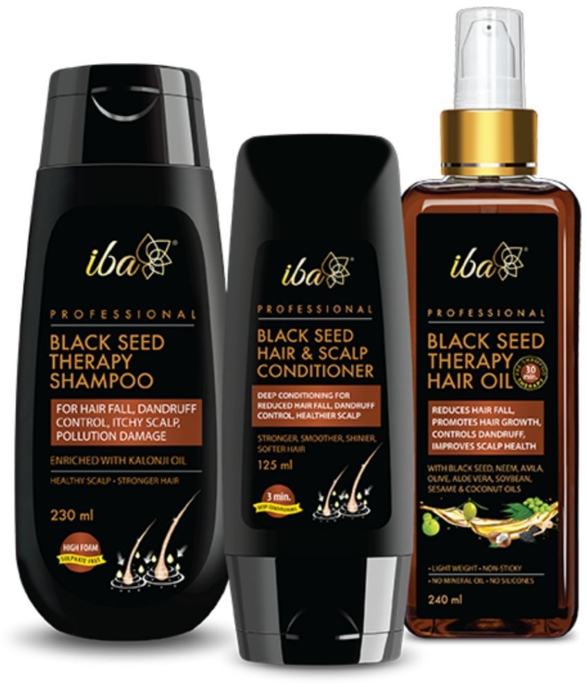     			Iba Black Seed Therapy Shampoo, Conditioner, Hair oil Combo For Hair Fall, Dandruff, Itchy Scalp, (Pack of 1)