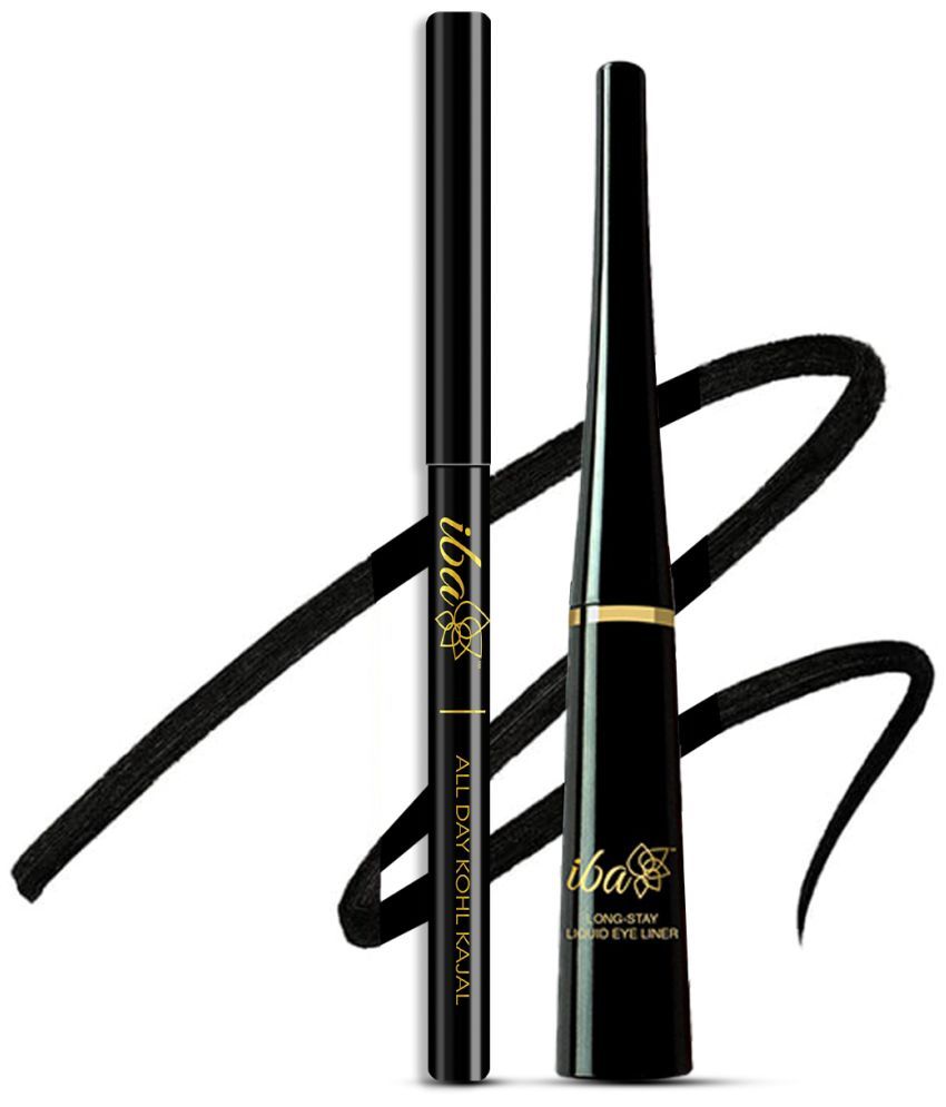     			Iba All Day Kohl Kajal, Long Stay Liquid Eyeliner Combo, (Pack of 2)