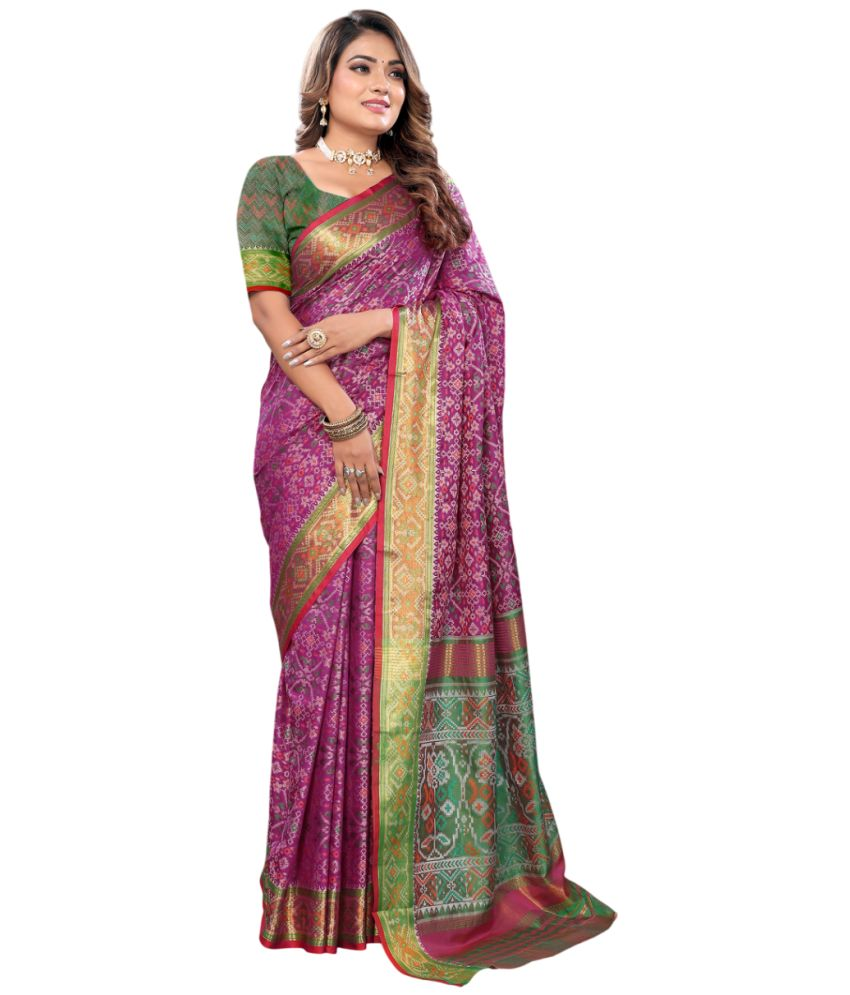     			KOMAL NX Pack of 1 Art Silk Woven Saree With Blouse Piece ( Purple )