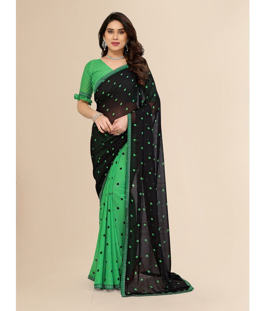     			Kashvi Sarees Pack of 1 Georgette Printed Saree With Blouse Piece ( Green )