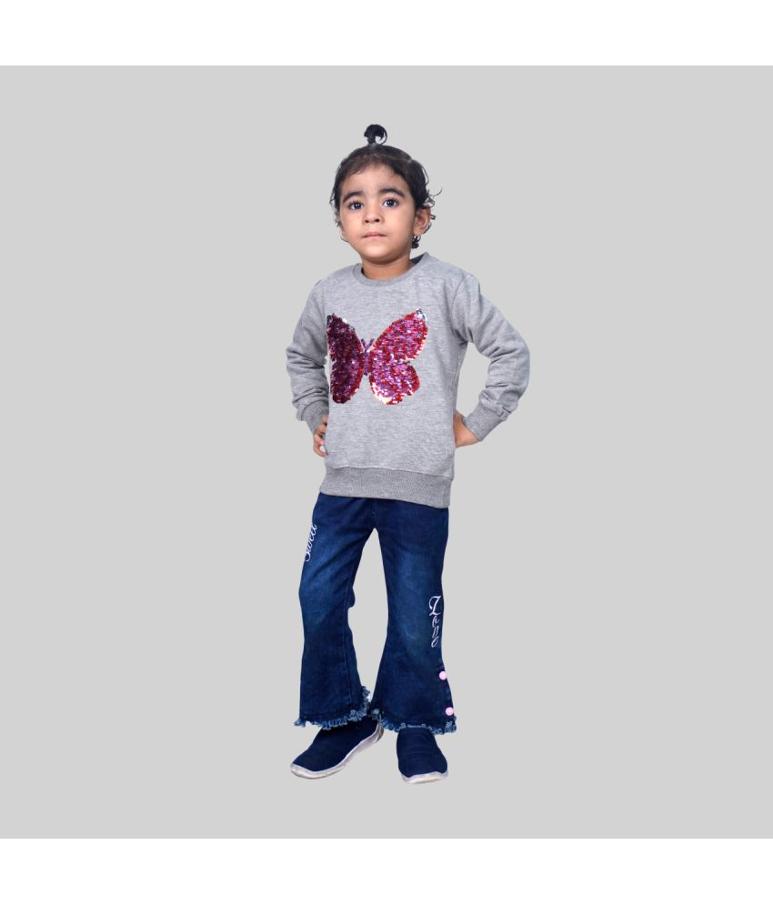     			Kidzee Kingdom Pack of 1 Girls Cotton Sweatshirt ( Grey )