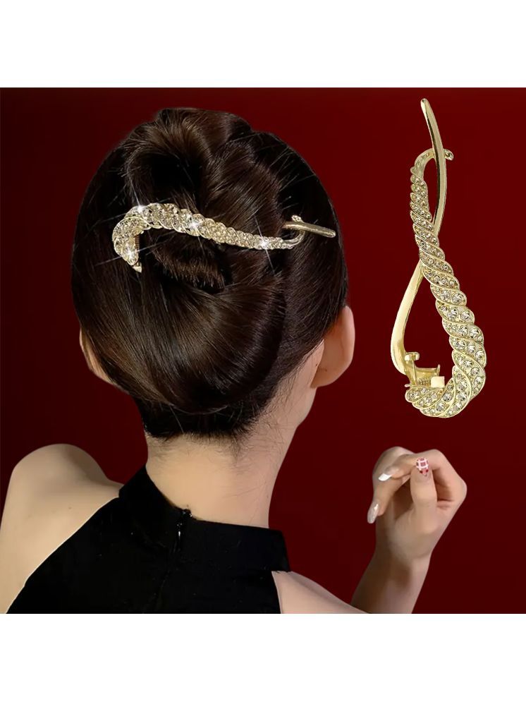     			LYKAA Gold Women's Hair Clip ( Pack of 1 )