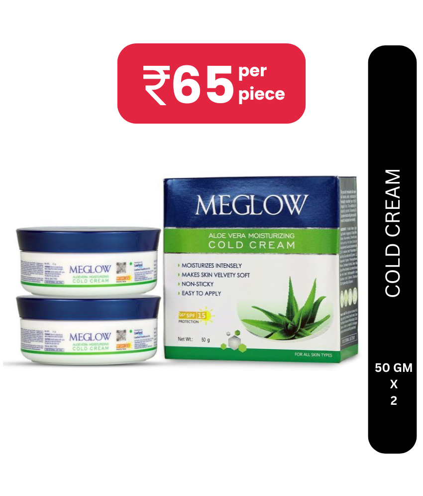     			Meglow Aloe Vera Moisturizing Cold Cream for Dry Skin with SPF 15 Protection 50g ( Pack of 2 )