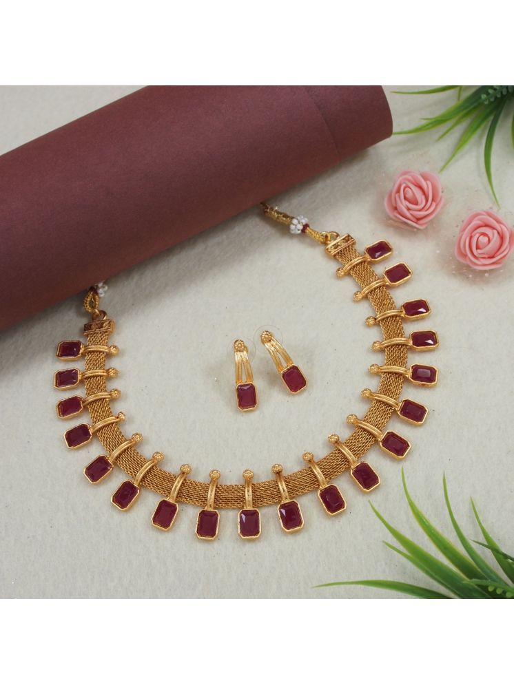     			Padmavati Bangles Maroon Alloy Necklace Set ( Pack of 1 )