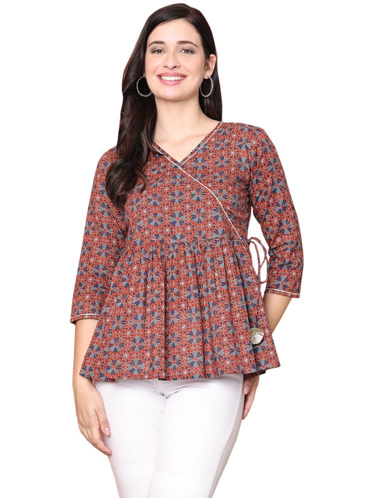     			Rajnandini Pack of 1 Cotton Printed A-line Women's Kurti - ( Orange )