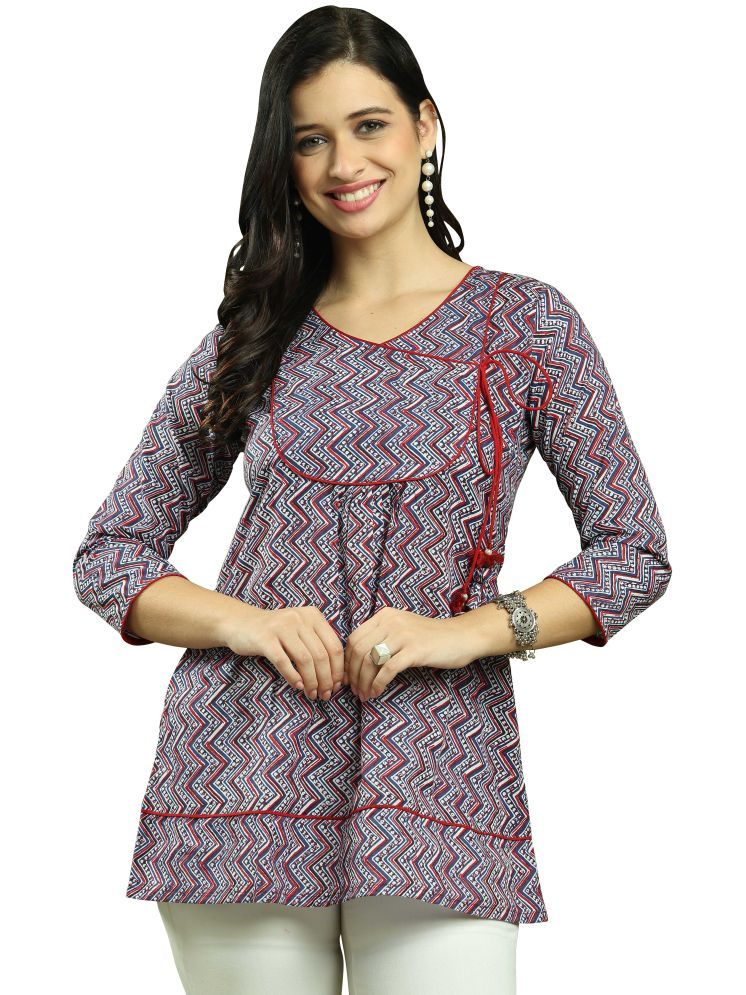     			Rajnandini Pack of 1 Cotton Printed Straight Women's Kurti - ( Blue )