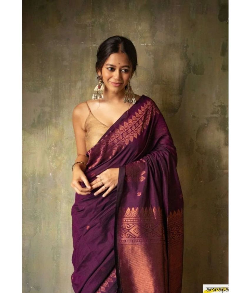     			Sitanjali Lifestyle Pack of 1 Silk Blend Embroidered Saree With Blouse Piece ( Wine )