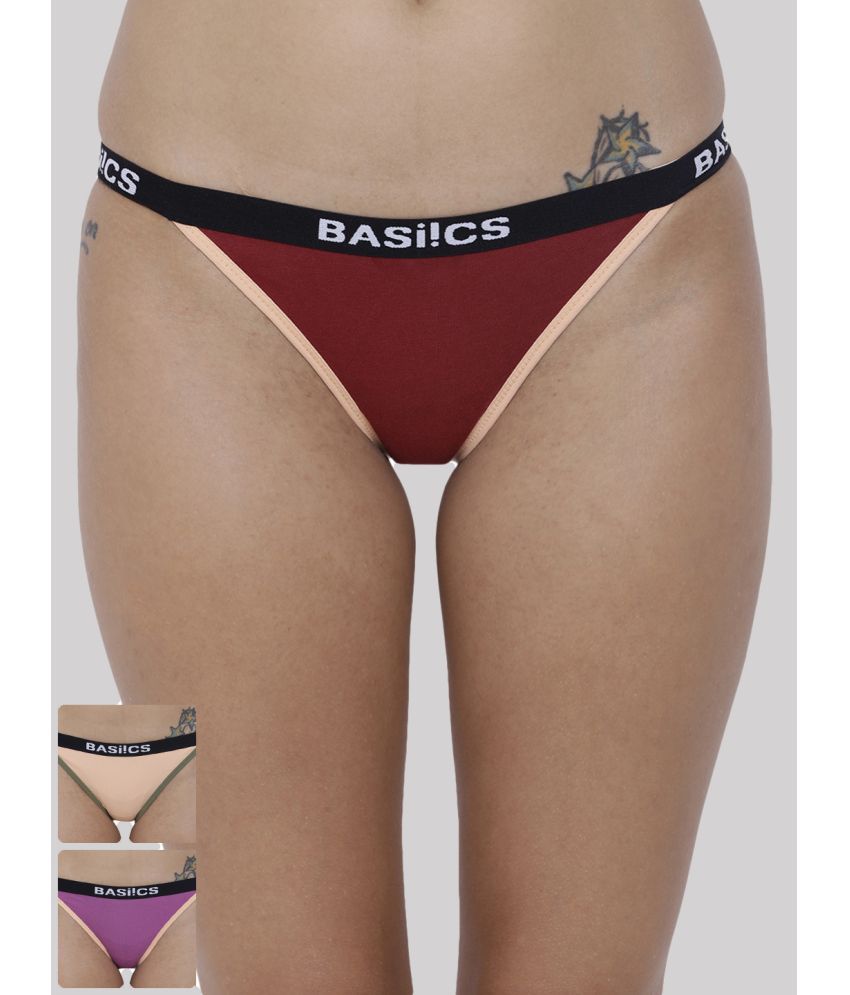     			BASIICS By La Intimo Pack of 3 Cotton Bikini For Women ( Multi Color )