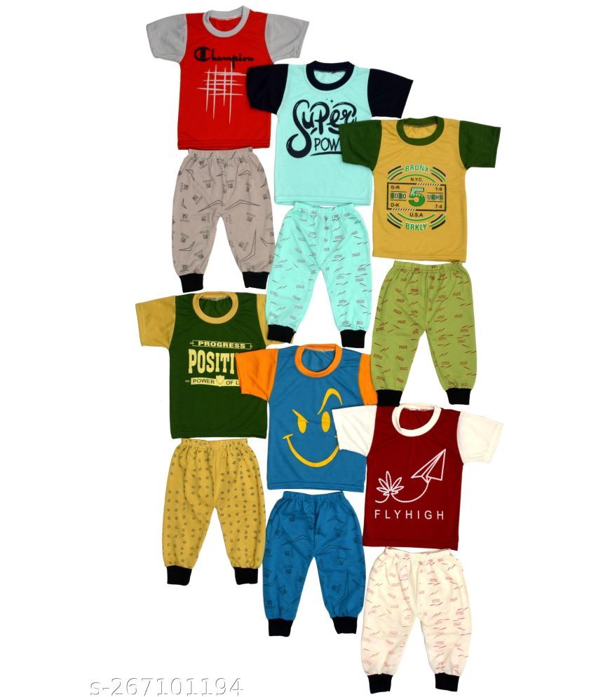     			DIAMOND EXPORTER Pack of 6 Baby Boys Cotton Blend T-Shirts & Pants Set ( Multicolor )