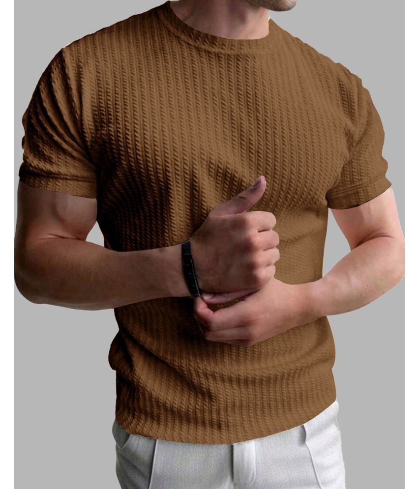     			Eyebogler Polyester Relaxed Fit Solid Half Sleeves Men's Round T-Shirt - Brown ( Pack of 1 )