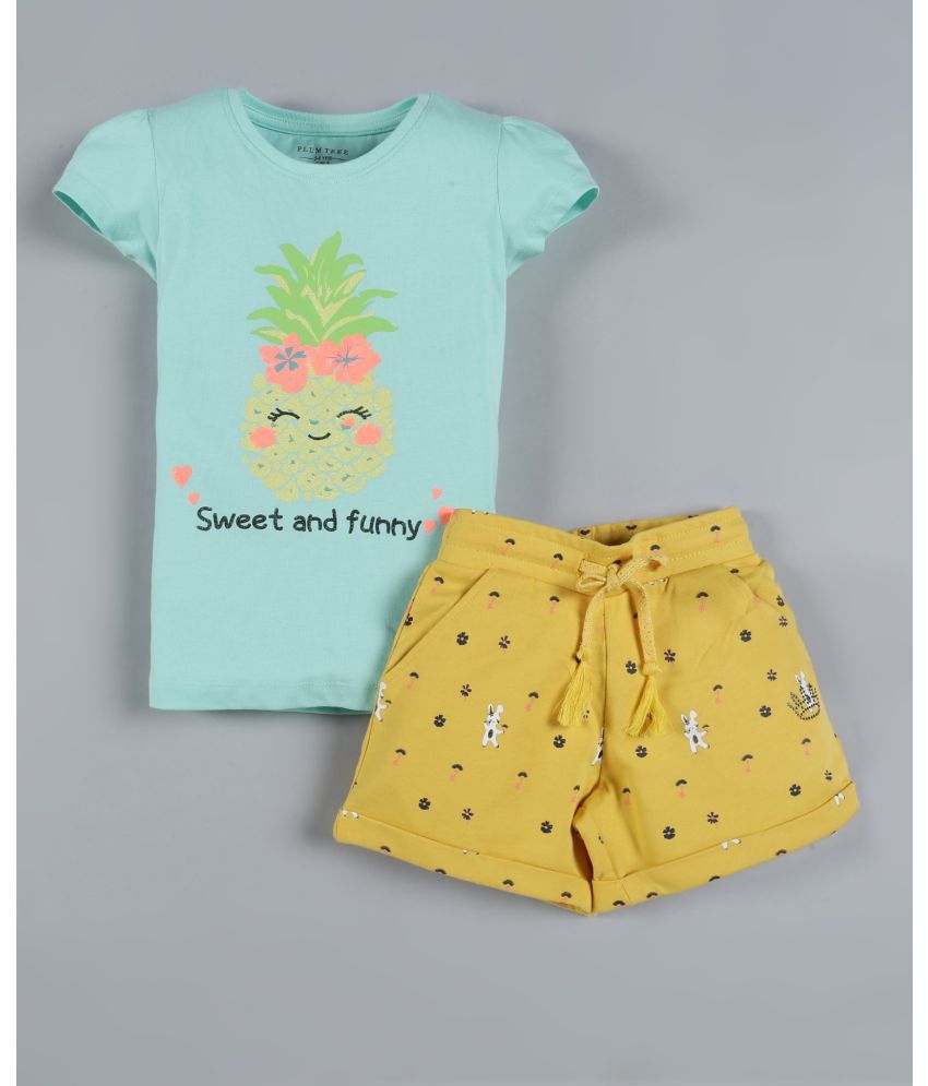     			PLUM TREE Pack of 1 Girls Cotton Top With Shorts ( Yellow )