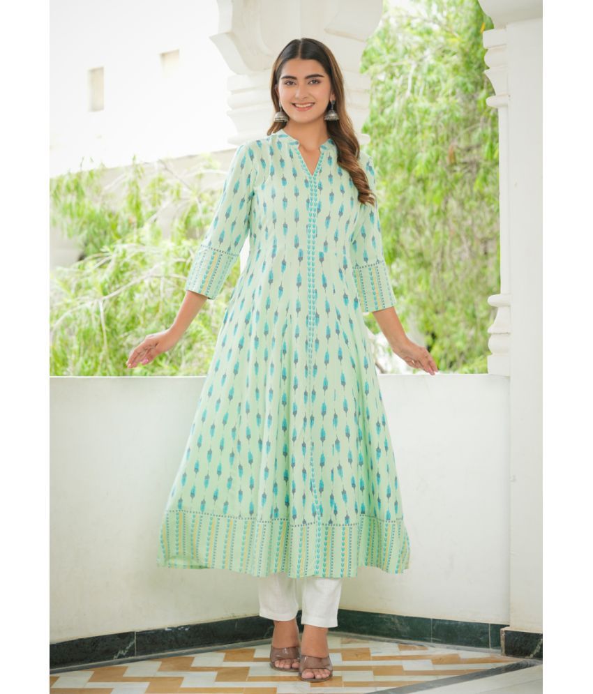     			Yash Gallery Pack of 1 Rayon Printed Anarkali Women's Kurti - ( Green )