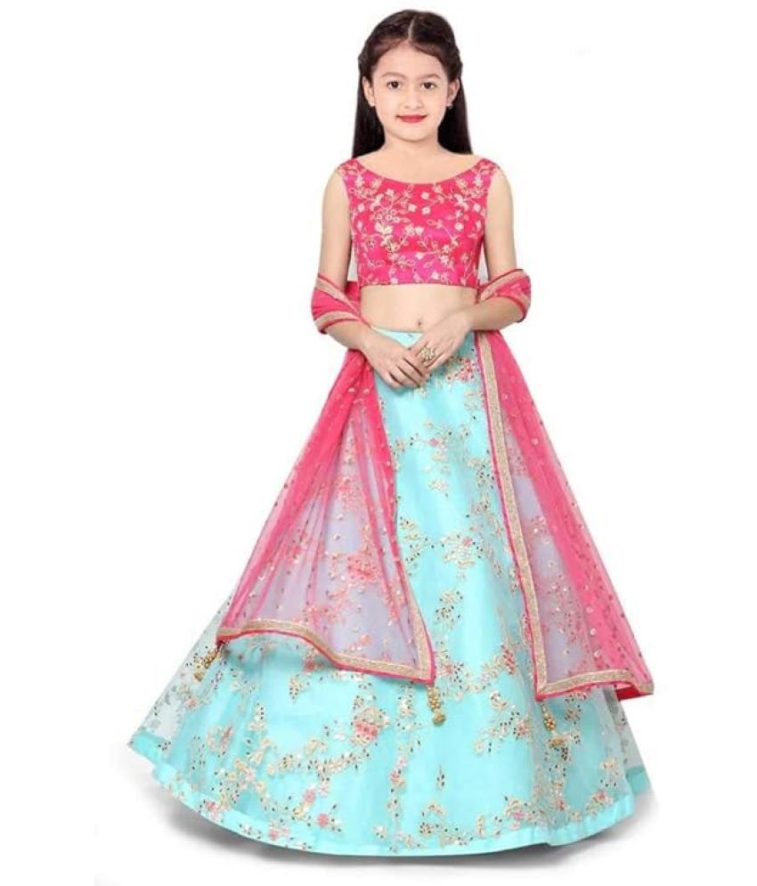     			piludi Net Lehenga Choli Set For Girls ( Pack of 1 , Pink )