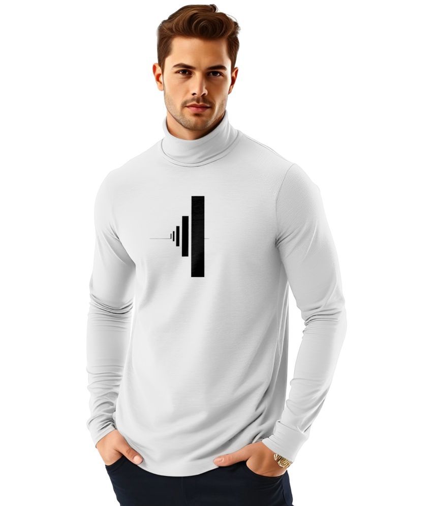     			AOOSH Cotton Blend Regular Fit Printed Full Sleeves Men's High Neck T-Shirt - White ( Pack of 1 )