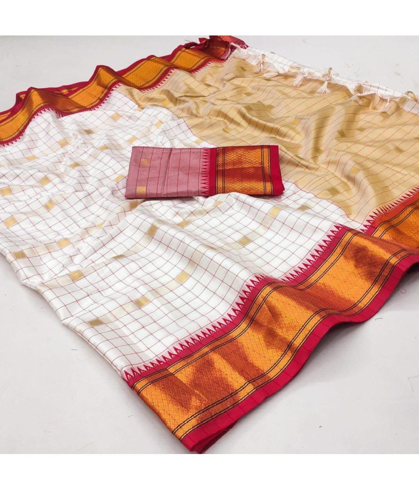     			Aika Pack of 1 Cotton Silk Checks Saree With Blouse Piece ( Red )