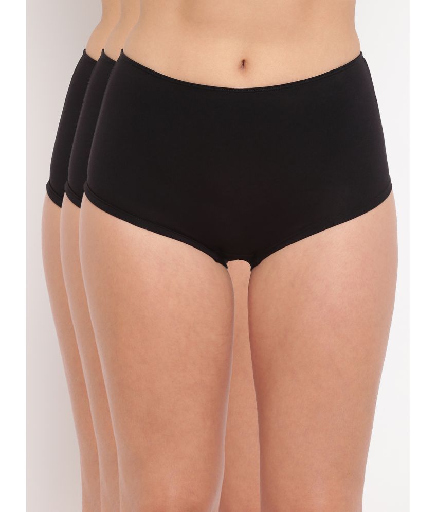     			BASIICS By La Intimo Pack of 3 Cotton Boy Shorts For Women ( Black )