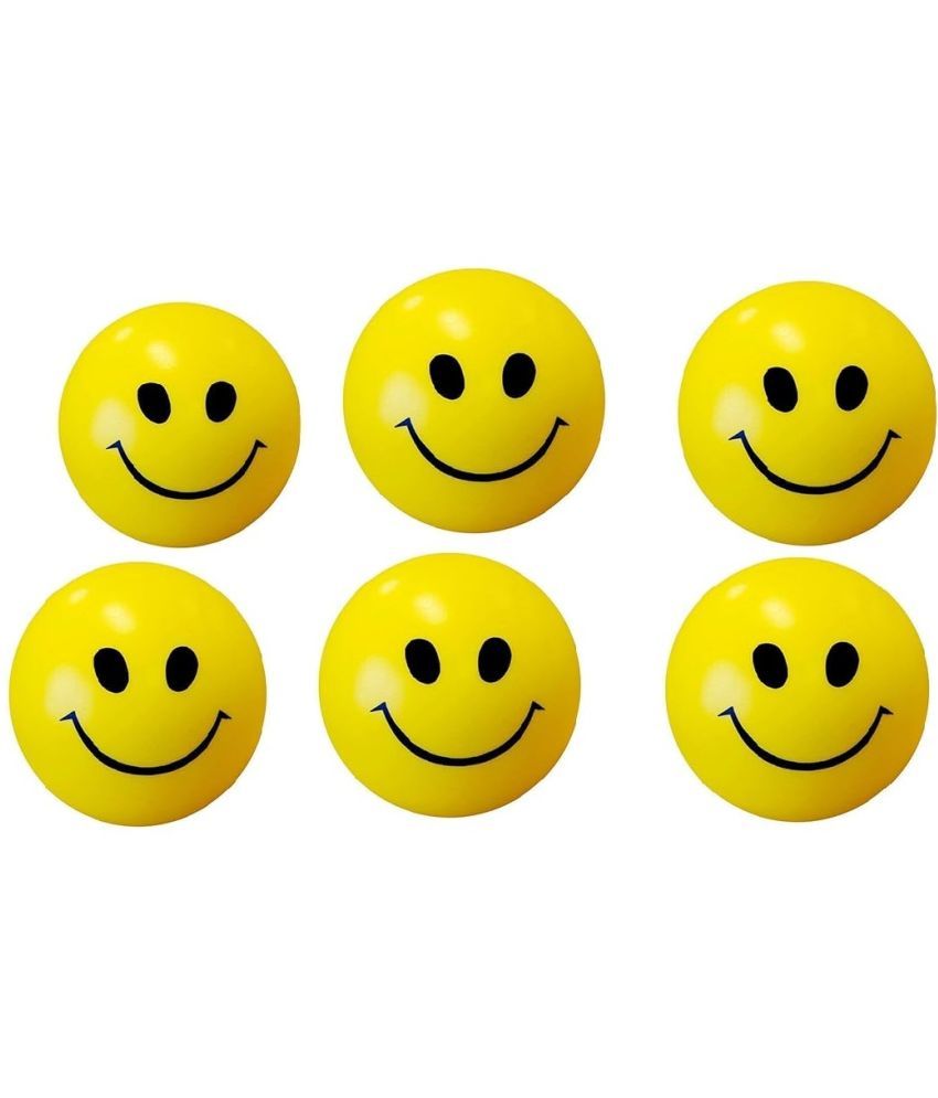     			ECLET Smiley Ball, Stress Relief Ball for Fingers Exercise, Yellow Smiley Face Squeeze Ball for Kids & Adults (6 cm) Pack of 6