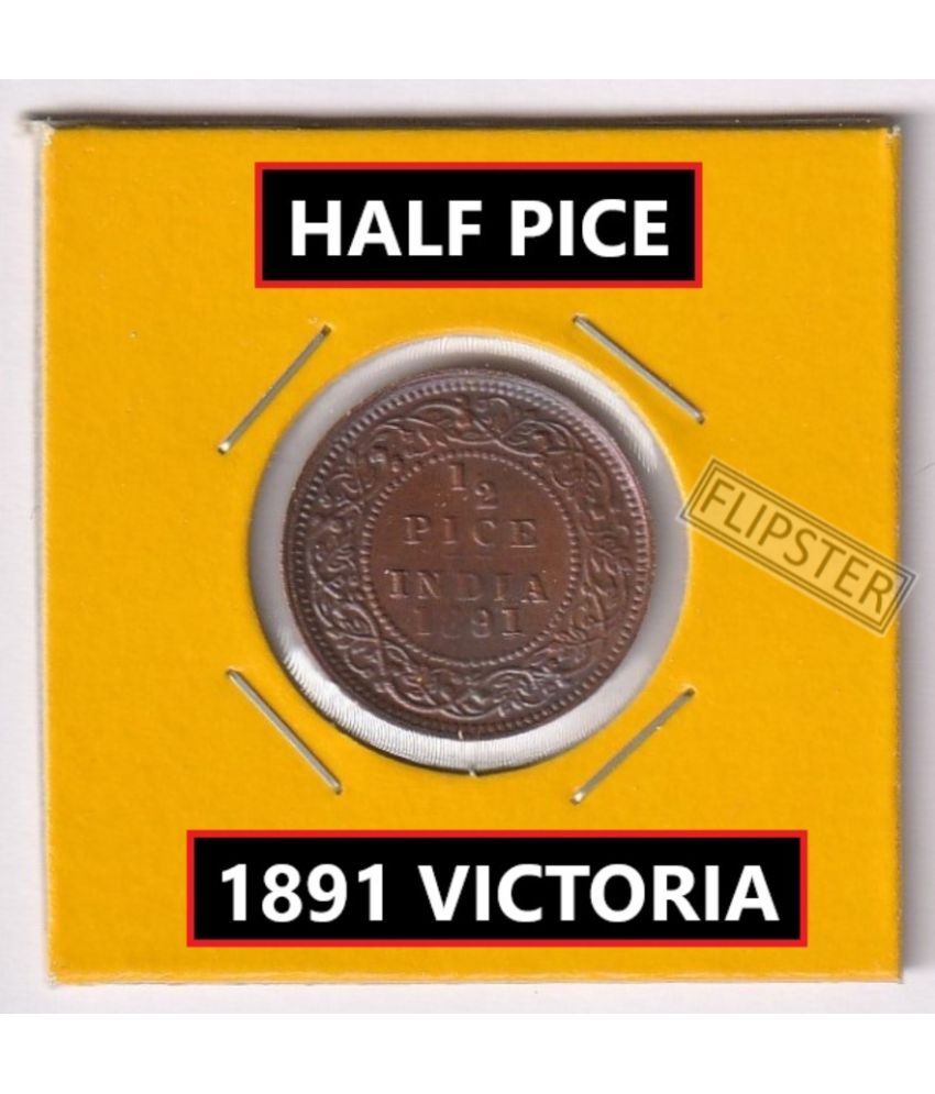     			**Extremely Rare** 1/2 Pice 1891 Victoria, old British India Coin Collection