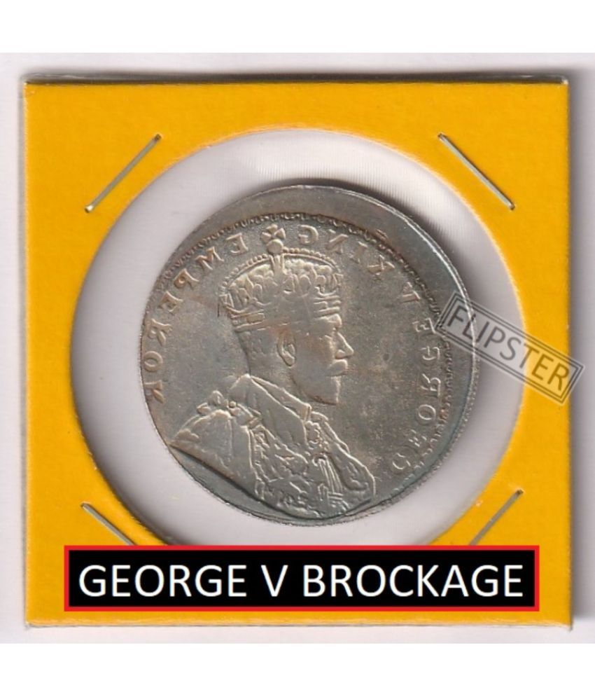     			**Extremely Rare** Brockage Error 1 Rupee, King George 5th - old India Silver-Plated Coin Collection