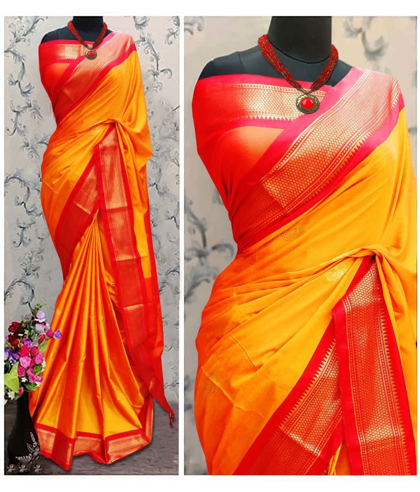     			FAB SILK Pack of 1 Cotton Silk Woven Saree With Blouse Piece ( Multicolor15 )