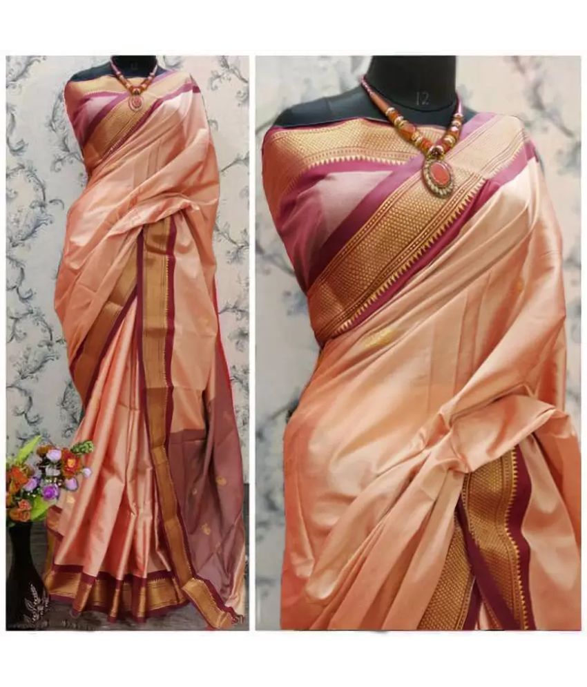     			FAB SILK Pack of 1 Cotton Silk Woven Saree With Blouse Piece ( Peach )