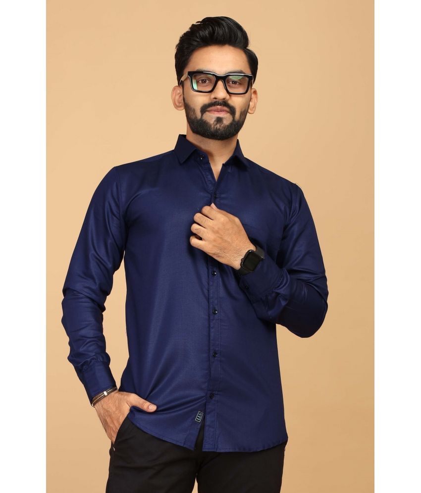     			FABRIPPLE Viscose Regular Fit Solids Full Sleeves Men's Casual Shirt - Navy Blue ( Pack of 1 )