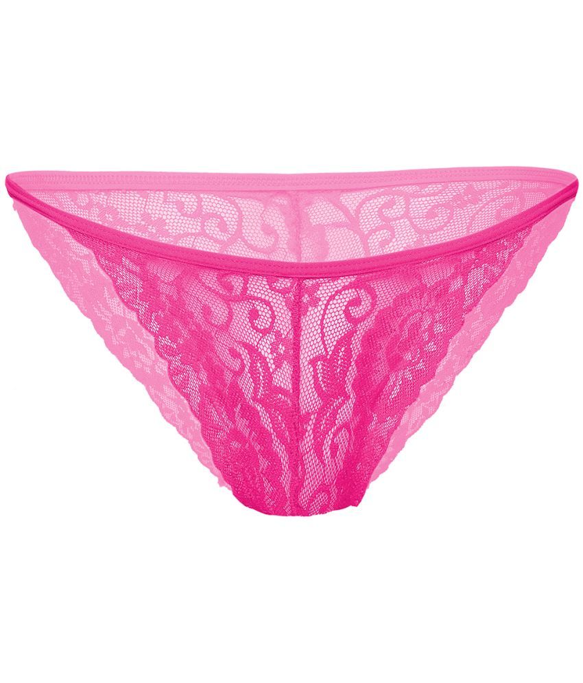     			FIHA Pack of 1 Lace Thongs For Women ( Fluorescent Pink )