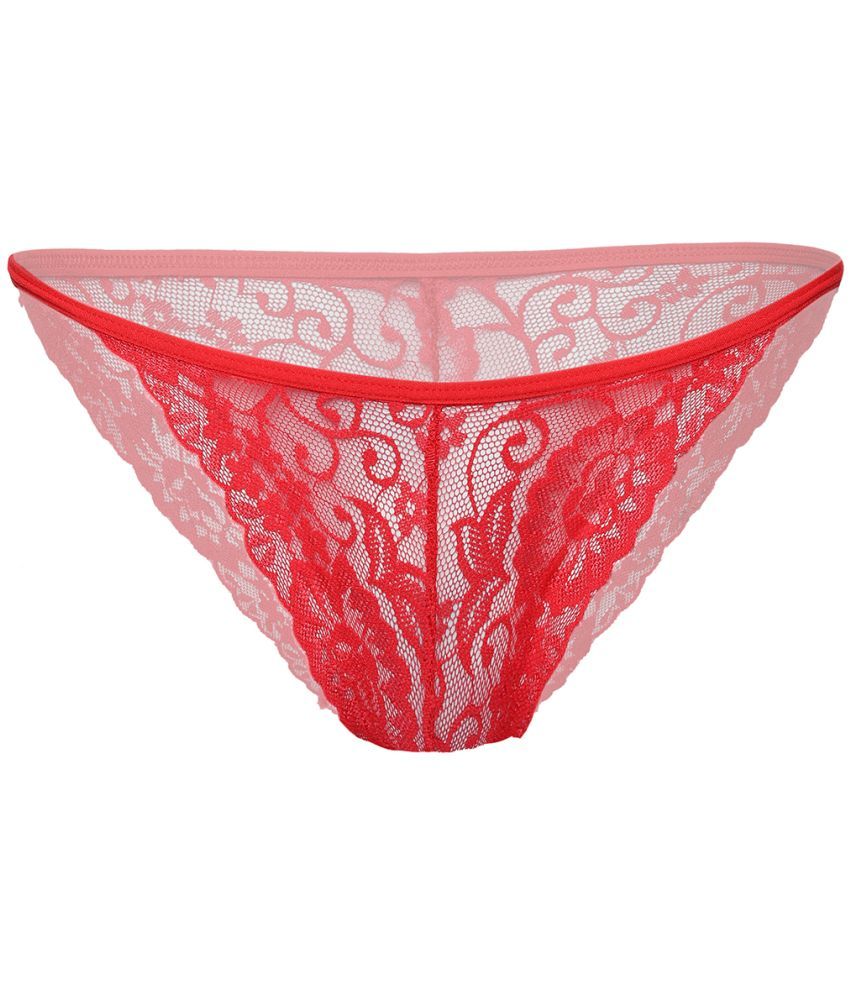     			FIHA Pack of 1 Lace Thongs For Women ( Red )