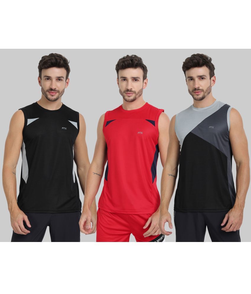     			FTX Pack of 3 Polyester Gym Vest For Men ( Red )