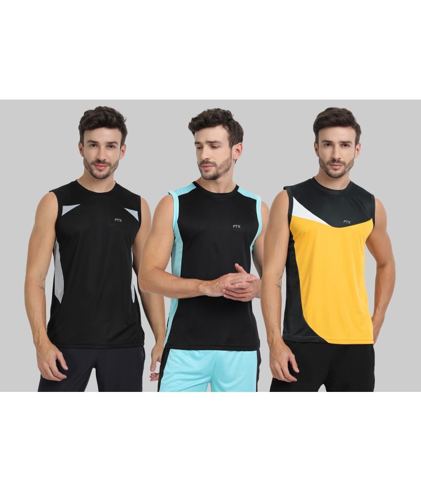     			FTX Pack of 3 Polyester Gym Vest For Men ( Gold )